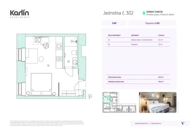 Prodej bytu 1+kk, Praha - Karlín, Prvního pluku, 25 m2