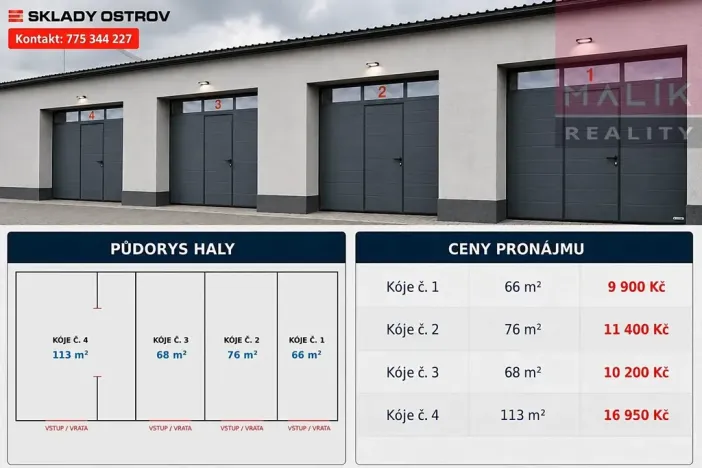 Pronájem skladu, Ostrov, 66 m2