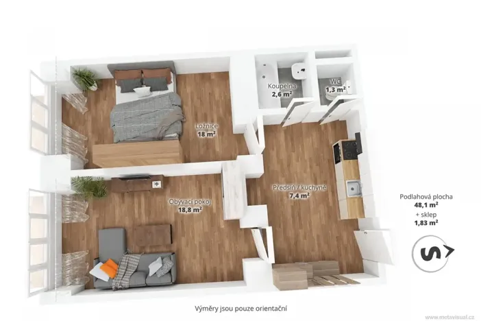 Prodej bytu 2+kk, Praha - Vysočany, Novovysočanská, 48 m2