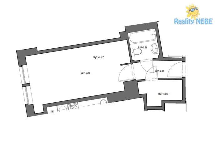 Pronájem bytu 1+kk, Praha - Žižkov, Baranova, 28 m2