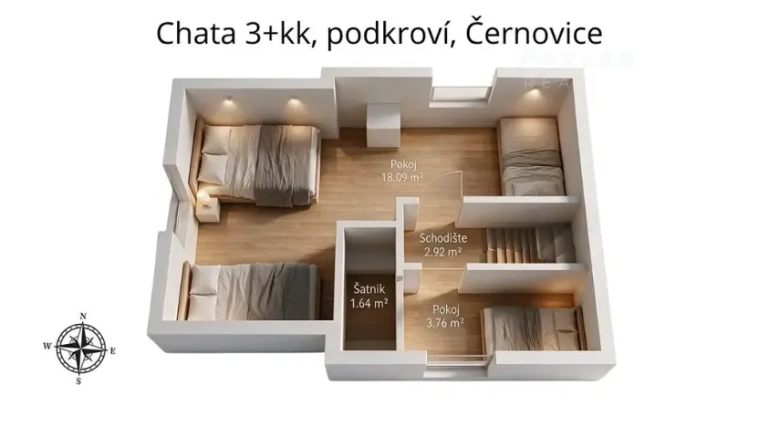 Prodej chaty, Černovice, Husovy sady, 75 m2