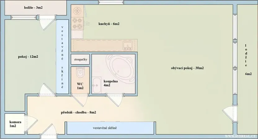 Pronájem bytu 2+1, Praha - Strašnice, Pod altánem, 71 m2
