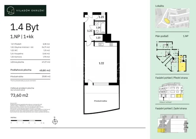 Prodej bytu 1+kk, Praha - Komořany, Okružní, 57 m2