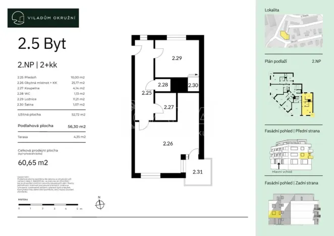 Prodej bytu 2+kk, Praha - Komořany, Okružní, 56 m2