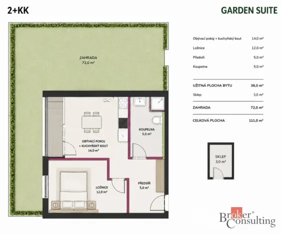 Pronájem bytu 2+kk, Plzeň - Jižní Předměstí, Železná, 36 m2