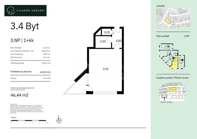Prodej bytu 1+kk, Praha - Komořany, Okružní, 42 m2