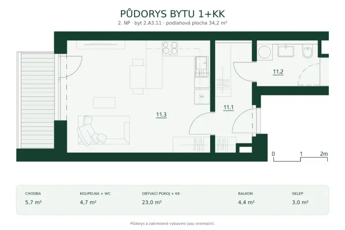 Prodej bytu 1+kk, Brno - Horní Heršpice, Jižní, 34 m2