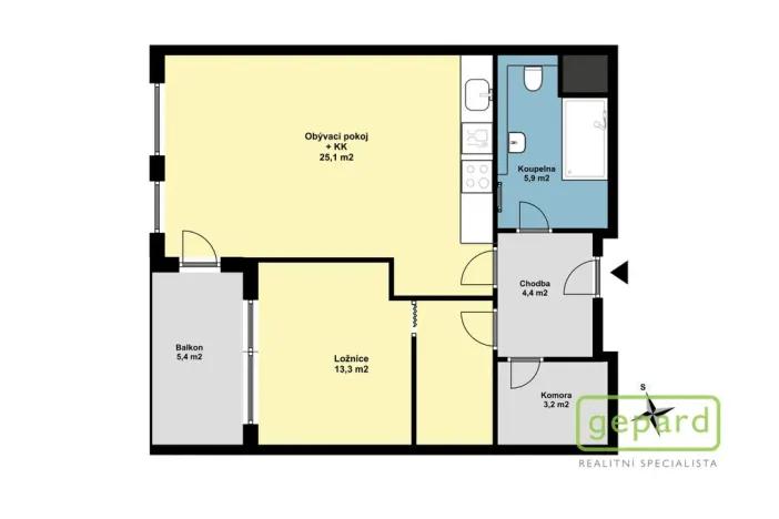 Pronájem bytu 2+kk, Praha - Ruzyně, Stočesova, 63 m2