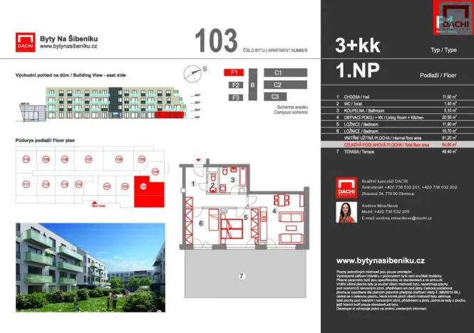 Prodej bytu 3+kk, Olomouc - Nová Ulice, Třída Jiřího Pelikána, 64 m2