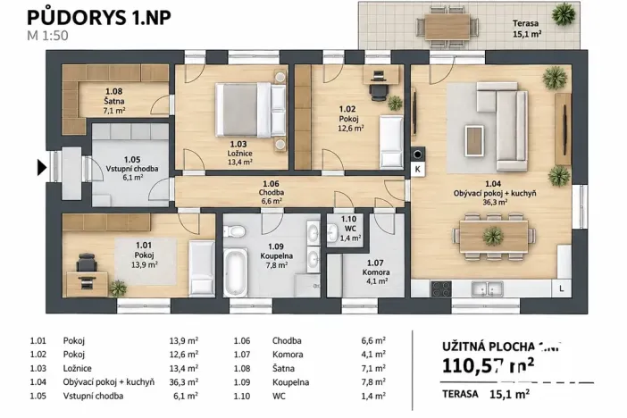 Prodej rodinného domu, Dub nad Moravou, 110 m2
