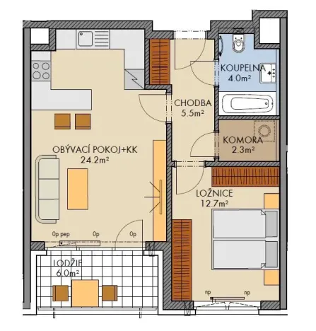 Prodej bytu 2+kk, Praha - Ruzyně, Stočesova, 51 m2