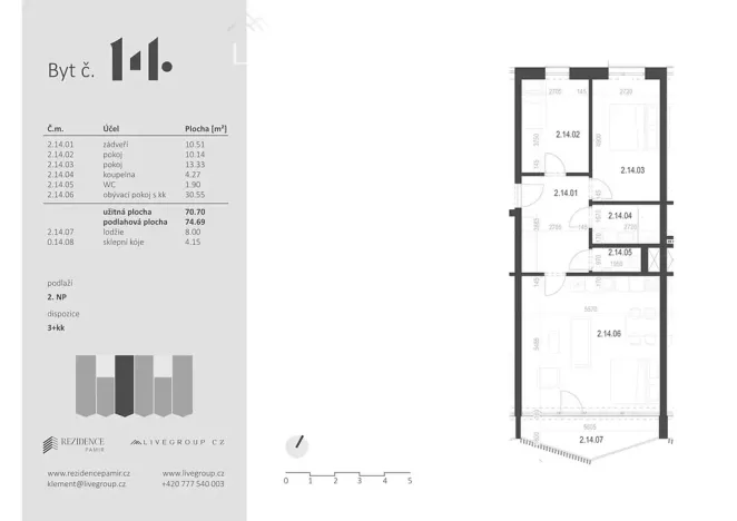 Prodej bytu 3+kk, Zbýšov, čtvrť Padělky, 74 m2