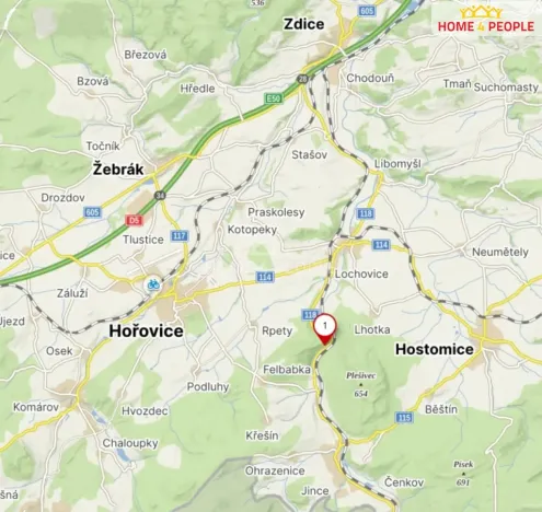 Pronájem bytu 1+kk, Lochovice - Obora, 38 m2