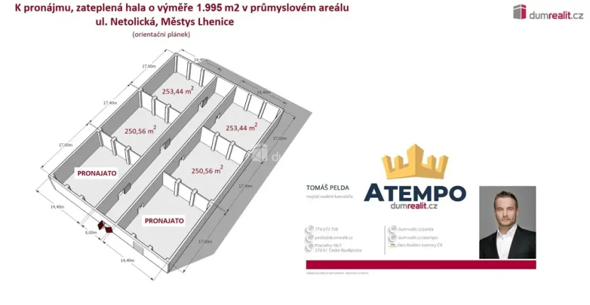 Pronájem skladu, Lhenice, Netolická, 250 m2