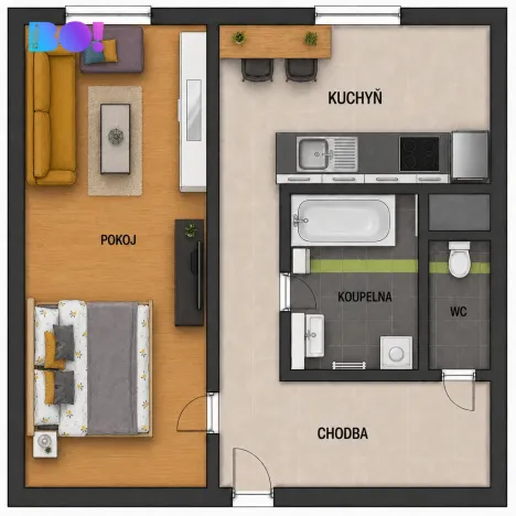 Prodej bytu 1+1, Chrudim - Chrudim III, Husova, 36 m2