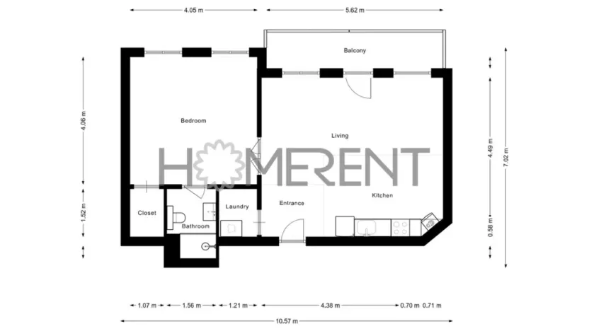 Pronájem bytu 2+kk, Praha - Karlín, Kaizlovy sady, 53 m2