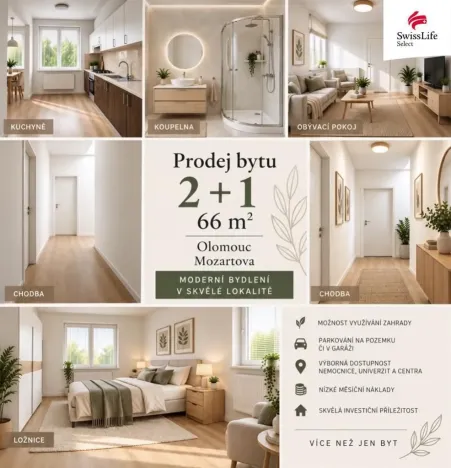 Prodej bytu 2+1, Olomouc - Nová Ulice, Mozartova, 66 m2