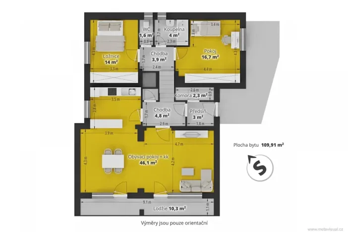 Prodej bytu 3+kk, Statenice, Slunná, 110 m2