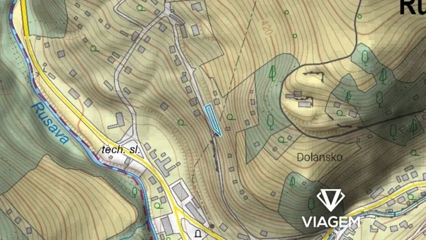 Prodej zahrady, Rusava, 464 m2