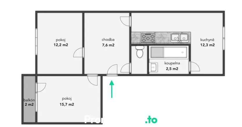 Pronájem bytu 2+1, Znojmo, Pražská, 51 m2