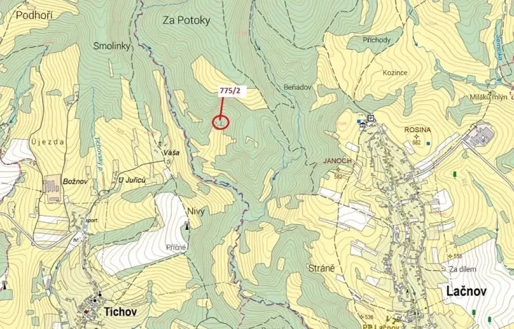 Dražba lesa, Lačnov, 281 m2