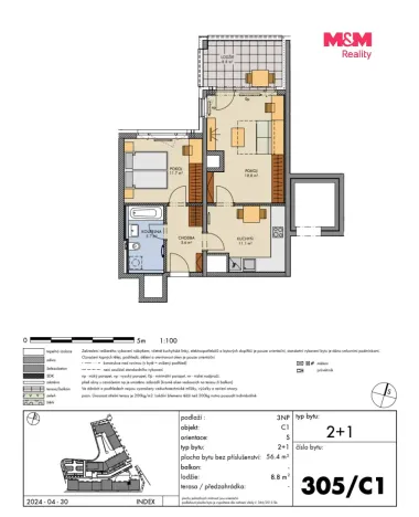 Prodej bytu 2+1, Praha, Svitákova, 56 m2