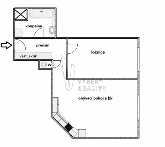 Pronájem bytu 2+kk, Praha - Vršovice, Smolenská, 50 m2