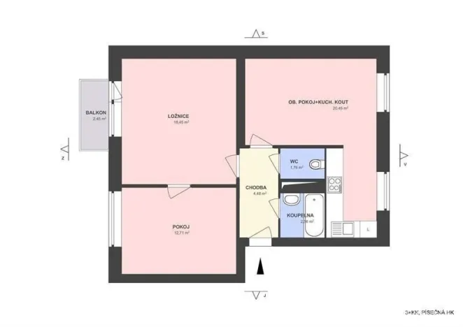 Pronájem bytu 3+kk, Hradec Králové, Písečná, 63 m2