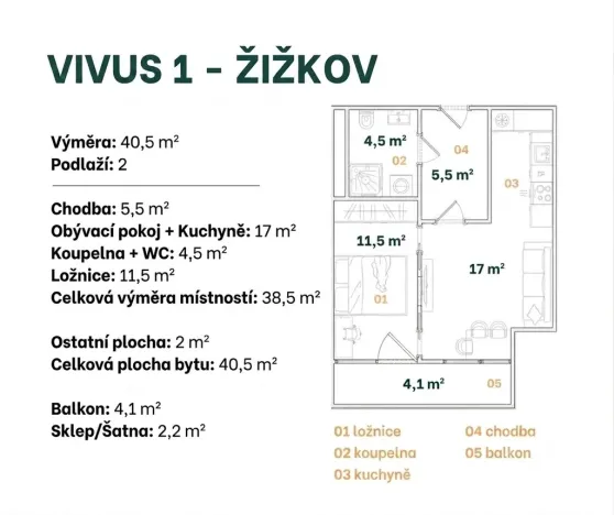 Prodej bytu 2+kk, Praha - Žižkov, Hartigova, 44 m2