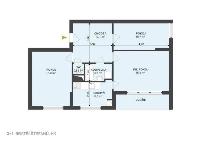 Prodej bytu 3+1, Hradec Králové - Slezské Předměstí, Bratří Štefanů, 68 m2
