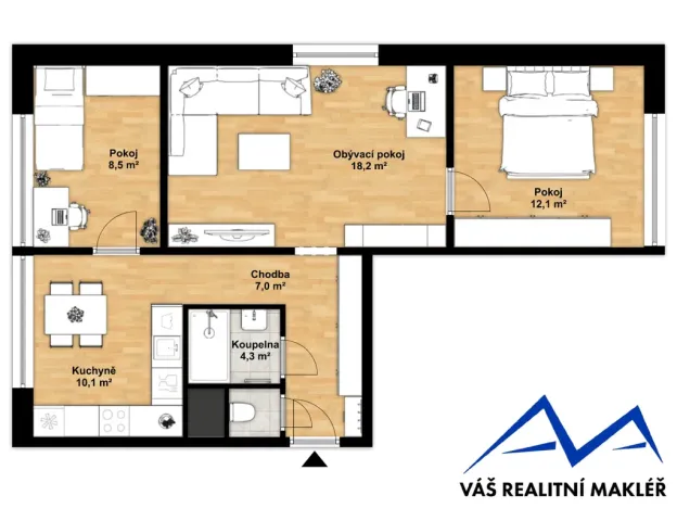 Pronájem bytu 3+1, Ostrava, Šimáčkova, 60 m2