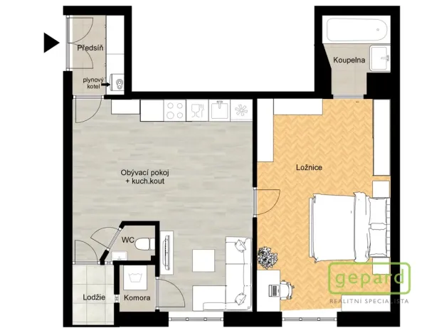 Pronájem bytu 2+kk, Praha, Oblouková, 50 m2
