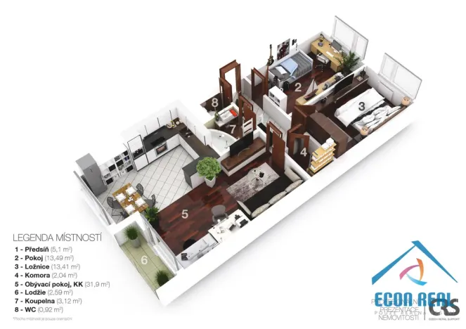 Pronájem bytu 3+kk, Praha - Černý Most, Cíglerova, 70 m2