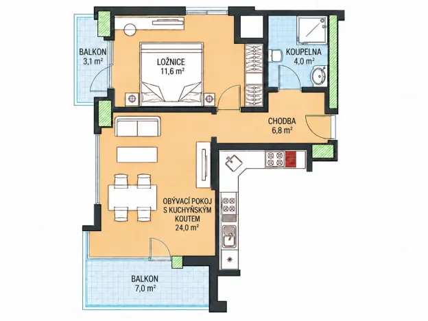 Prodej bytu 1+1, 252. Sokak,Alanya,, 46 m2