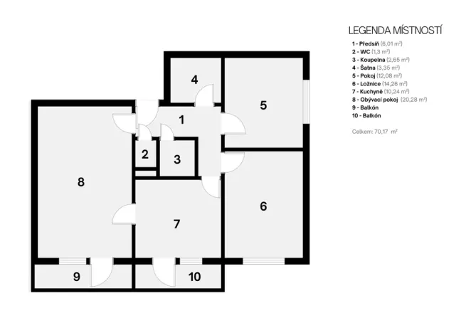 Prodej bytu 3+1, Brno - Lesná, Třískalova, 72 m2