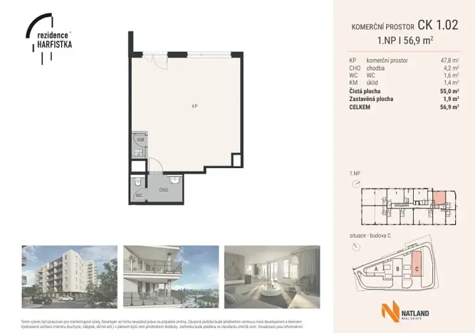 Pronájem obchodního prostoru, Praha - Vysočany, Čerpadlová, 55 m2