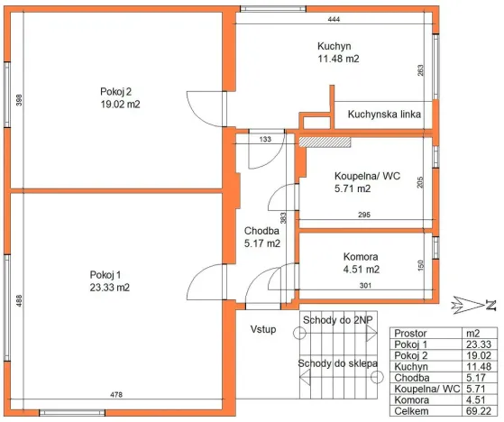 Pronájem bytu 2+1, Ostřešany, Družstevní, 69 m2