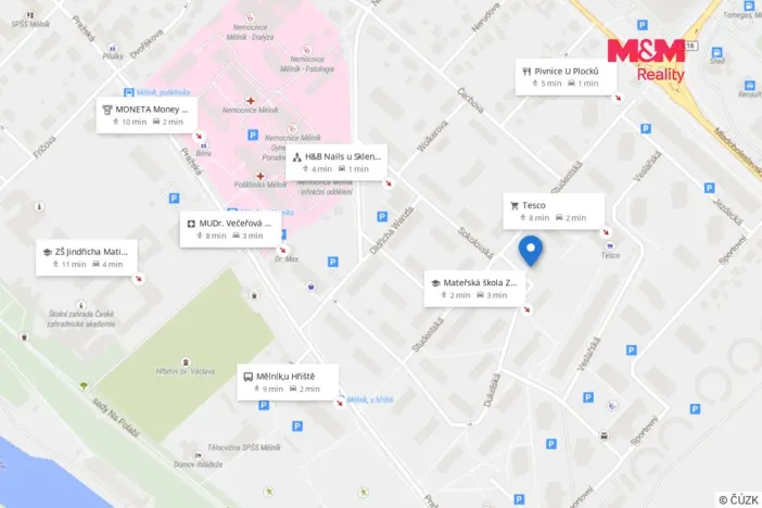 Prodej bytu 2+1, Mělník, Studentská, 51 m2