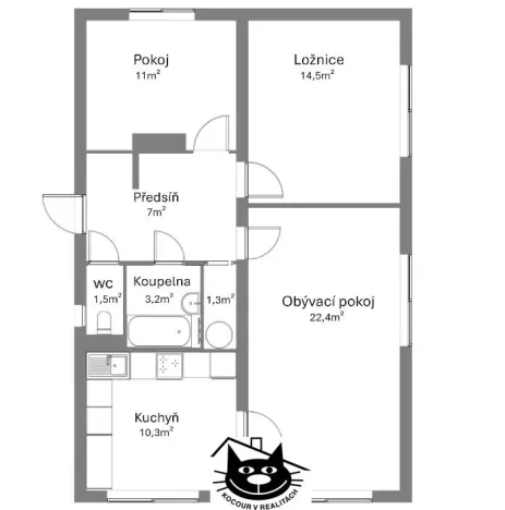 Pronájem bytu 3+1, Milín, Mírová, 79 m2