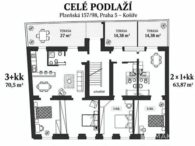 Prodej atypického bytu, Praha - Smíchov, Plzeňská, 190 m2
