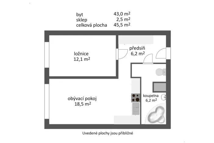 Prodej bytu 2+kk, Praha - Stodůlky, Běhounkova, 43 m2