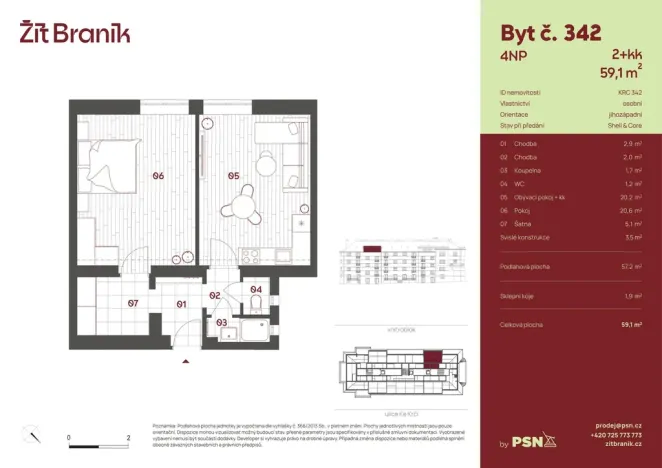 Prodej bytu 2+kk, Praha, Ke Krči, 54 m2