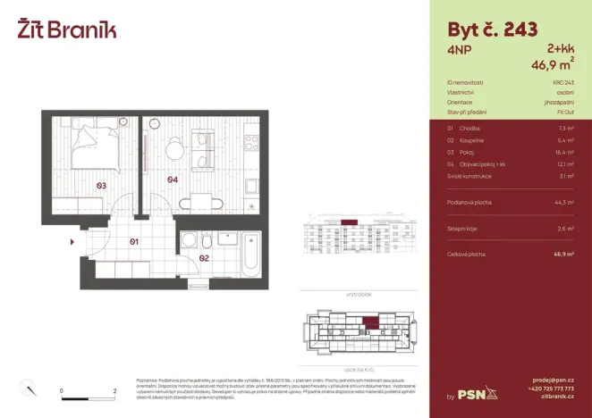 Prodej bytu 2+kk, Praha, Ke Krči, 41 m2