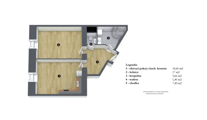 Pronájem bytu 2+kk, Praha - Michle, Magistrů, 50 m2