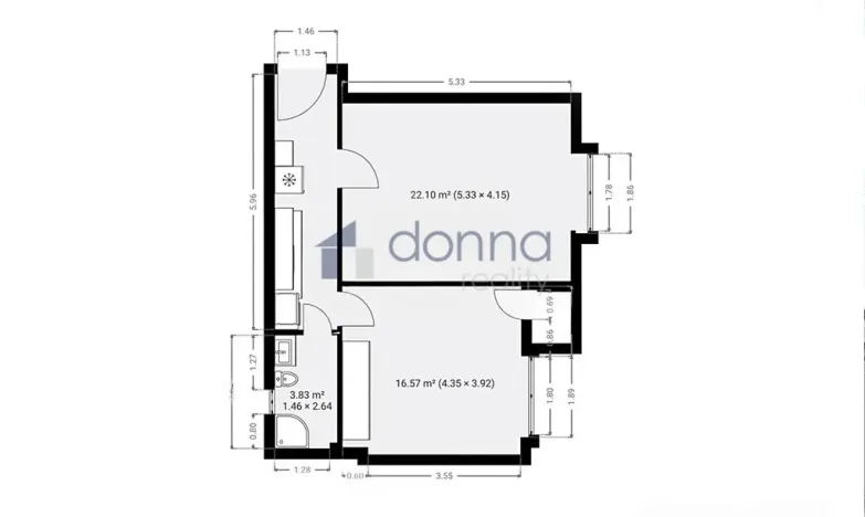 Pronájem bytu 2+kk, Praha, Čajkovského, 52 m2