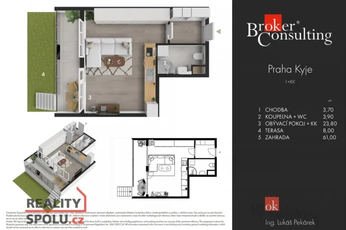 Pronájem bytu 1+kk, Praha - Kyje, Davidovičova, 31 m2