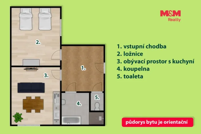 Pronájem bytu 2+kk, Holice, Palackého, 53 m2