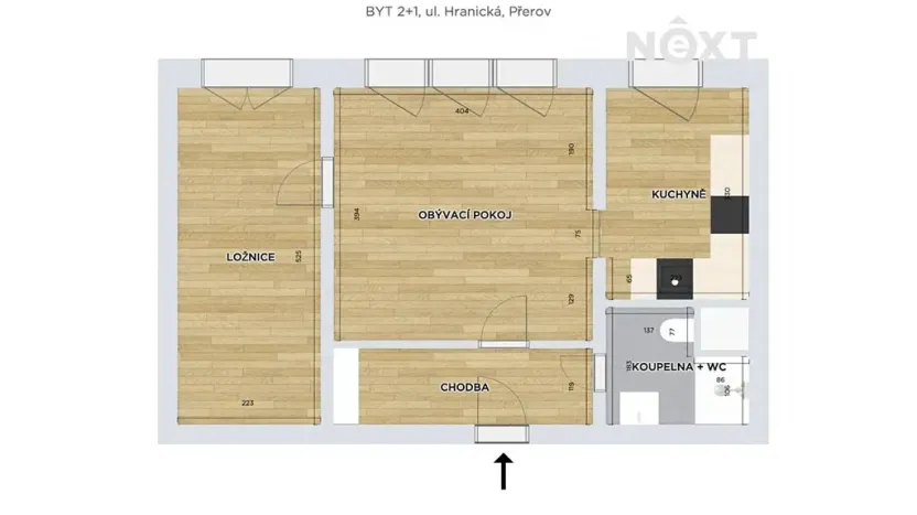 Pronájem bytu 2+1, Přerov, Hranická, 43 m2