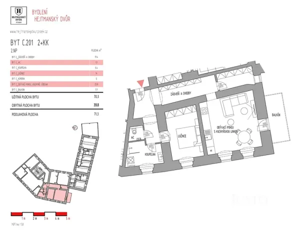 Prodej bytu 2+kk, Písek, Kocínova, 70 m2