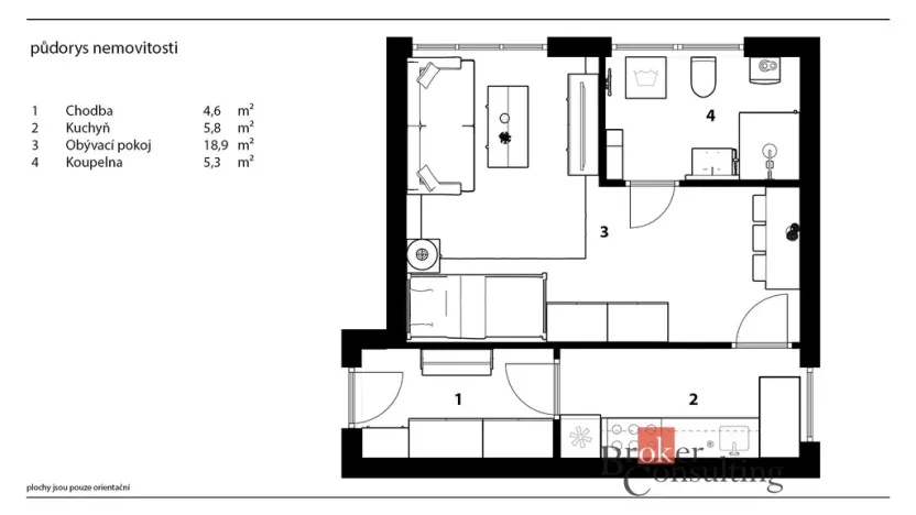 Pronájem bytu 1+kk, Žacléř, Rýchorské náměstí, 36 m2